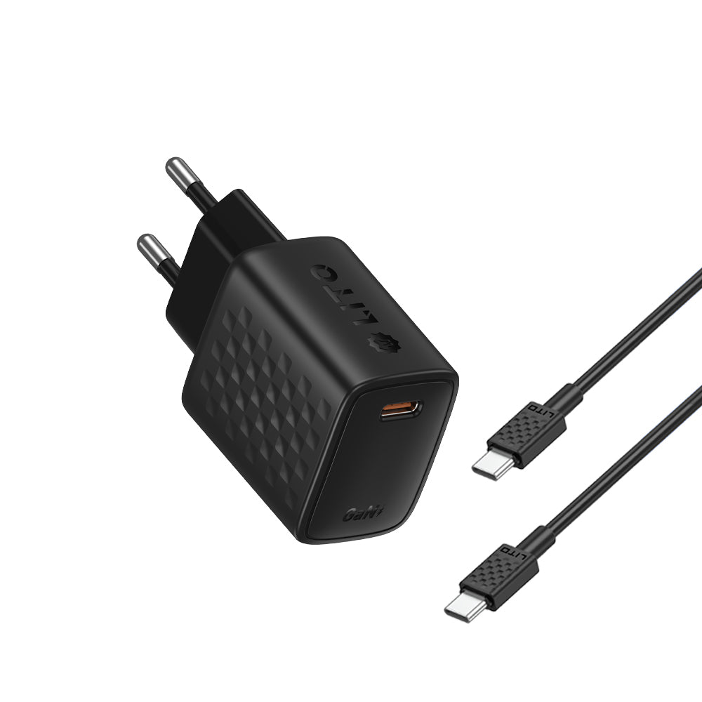 Incarcator Lito (LC17), Type-C Output, PD30W, GaN, PC Fireproof, EU Plug, Negru