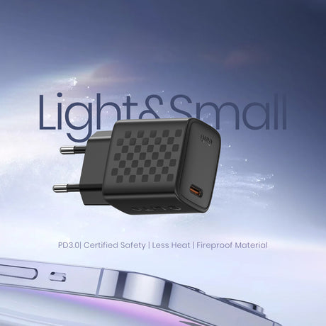 Incarcator Lito (LC17T), with Type-C Cable Inluded, Type-C Output, PD30W, GaN, PC Fireproof, EU Plug, Negru