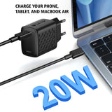 Incarcator Lito (LC13T), with Type-C Cable Included, Type-C, PD20W, GaN, PC Fireproof, EU Plug, Negru