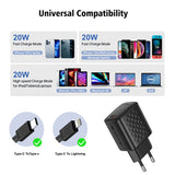 Incarcator Lito (LC13L), with Lightning Cable Included, Type-C, PD20W, GaN, PC Fireproof, EU Plug, Negru