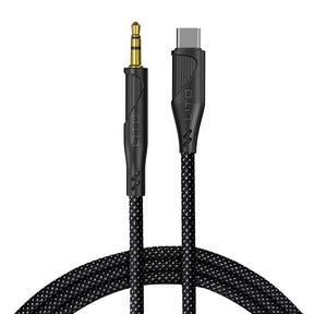 Adaptor Lito Audio Cable Adapter (LA02), Type-C to Jack 3.5mm, Zero Signal Loss, Nylon-braided, 1m, Negru