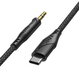 Adaptor Lito Audio Cable Adapter (LA02), Type-C to Jack 3.5mm, Zero Signal Loss, Nylon-braided, 1m, Negru