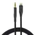Adaptor Lito Audio Cable Adapter (LA02), Lightning to Jack 3.5mm, Zero Signal Loss, Nylon-braided, 1m, Negru