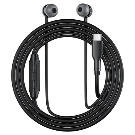 Casti Acefast Wired Earphones (L8), Type-C, In-ear Design, with Microphone, Control Remote, Flexible, Silicone, 1.2m, Negru