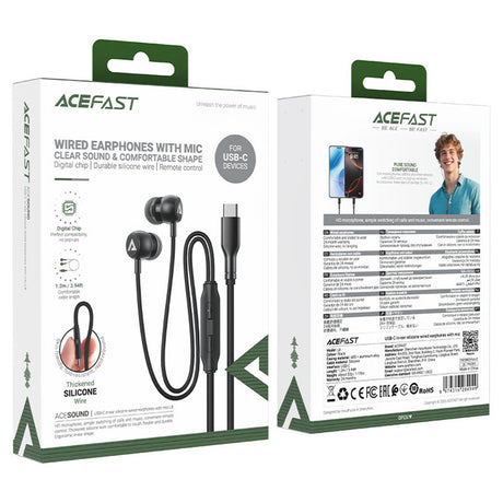 Casti Acefast L8, USB-C, In-ear, Gri