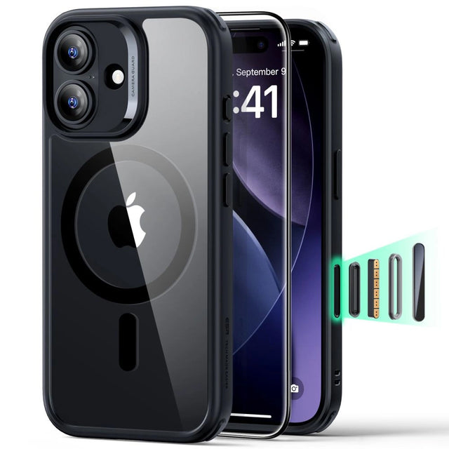 Folie de protectie ESR Classic Hybrid HaloLock compatibil cu iPhone 17, Transparent Black