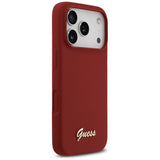 Husa de protectie Guess Silicone Script Metal Logo MagSafe (GUHMP17LSMBSLM) compatibil cu iPhone 17 Pro, Rosu