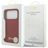 Husa de protectie Guess Silicone Script Metal Logo MagSafe (GUHMP17LSMBSLM) compatibil cu iPhone 17 Pro, Rosu