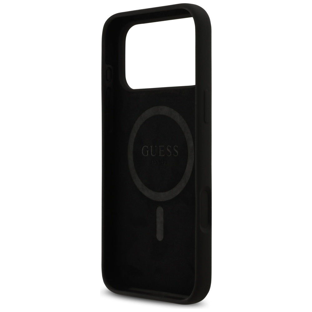 Husa de protectie Guess Silicone Logo Strass 4G MagSafe (GUHMP17XM4DGPK) compatibil cu iPhone 17 Pro Max, Negru