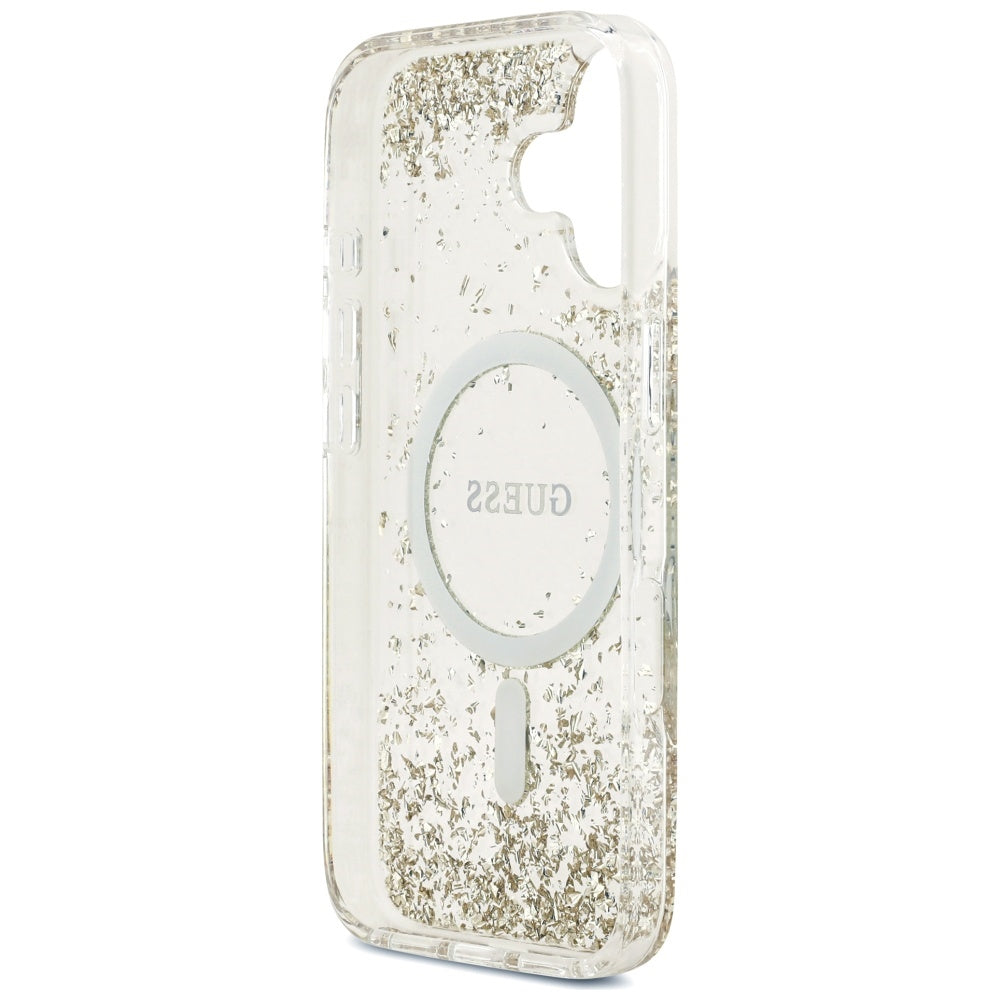 Husa de protectie Guess Resin Bottom Glitter MagSafe (GUHMP17SRGRGED) compatibil cu iPhone 17, Auriu