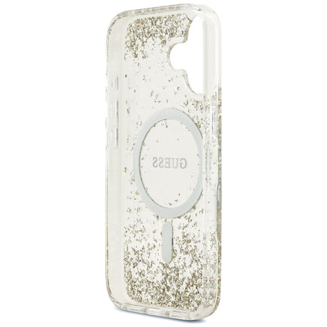 Husa de protectie Guess Resin Bottom Glitter MagSafe (GUHMP17SRGRGED) compatibil cu iPhone 17, Auriu