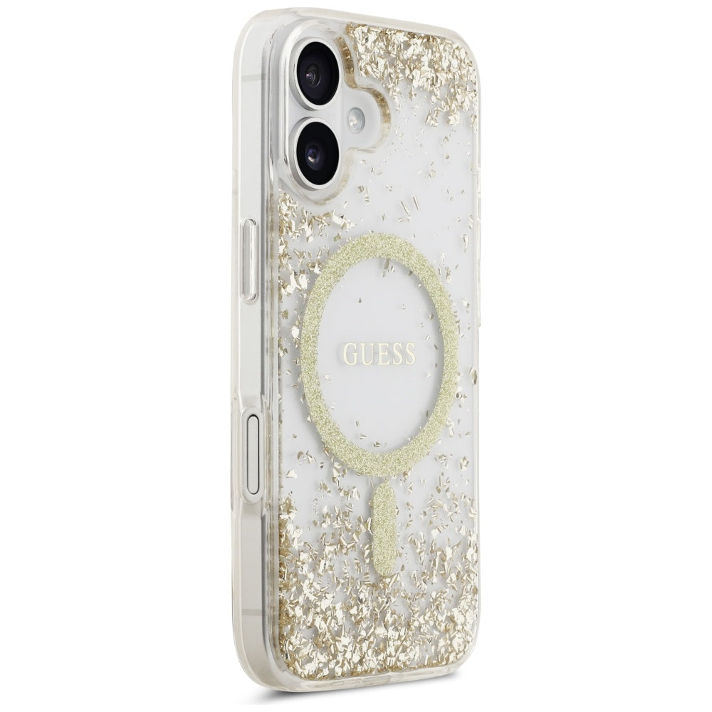 Husa de protectie Guess Resin Bottom Glitter MagSafe (GUHMP17SRGRGED) compatibil cu iPhone 17, Auriu