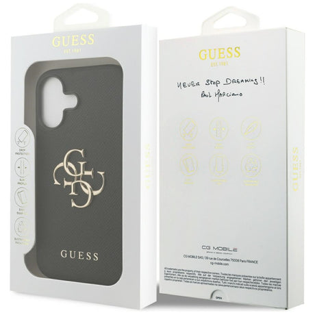 Husa de protectie Guess Hardcase 4G Grained Big and Classic Logo (GUHCP17SPGT4MBK) compatibil cu iPhone 17, Negru
