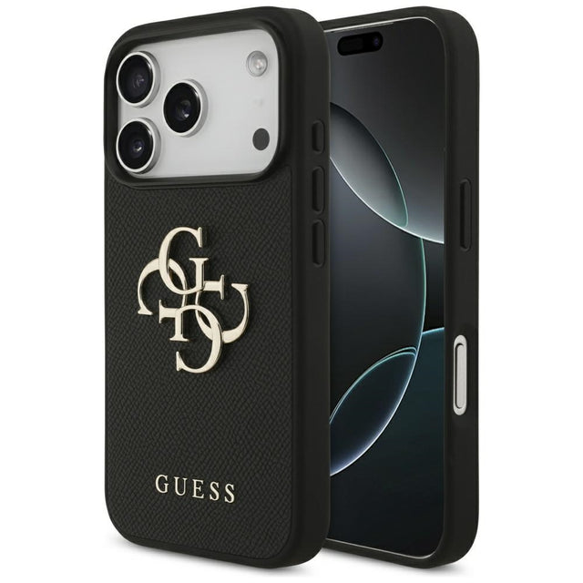 Husa de protectie Guess Hardcase 4G Grained Big and Classic Logo (GUHCP17LPGT4MBK) compatibil cu iPhone 17 Pro, Negru