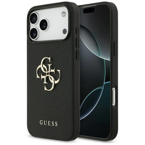 Husa de protectie Guess Hardcase 4G Grained Big and Classic Logo (GUHCP17XPGT4MBK) compatibil cu iPhone 17 Pro Max, Negru