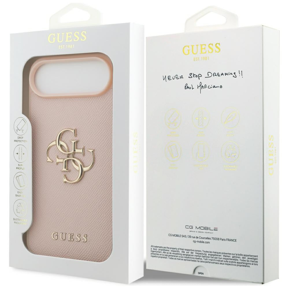 Husa de protectie Guess Hardcase 4G Grained Big and Classic Logo (GUHCP17MPGT4MBP) compatibil cu iPhone 17 Air, Roz