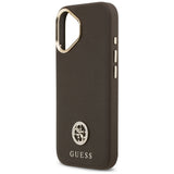 Husa de protectie Guess Grained Strass Logo MagSafe (GUHMP17SPGCRMDEW) compatibil cu iPhone 17, Maro