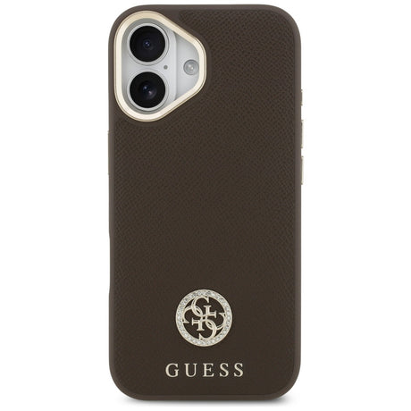Husa de protectie Guess Grained Strass Logo MagSafe (GUHMP17SPGCRMDEW) compatibil cu iPhone 17, Maro