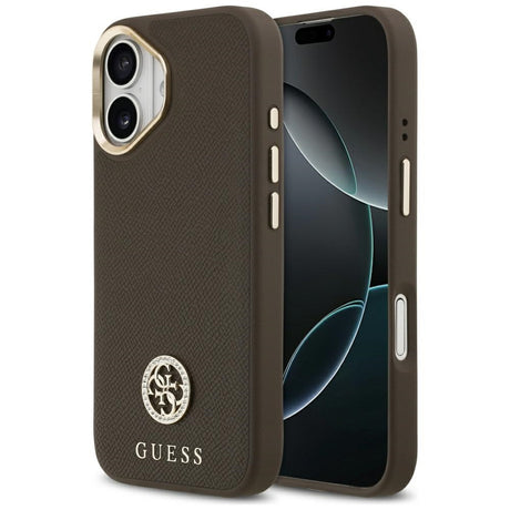 Husa de protectie Guess Grained Strass Logo MagSafe (GUHMP17SPGCRMDEW) compatibil cu iPhone 17, Maro