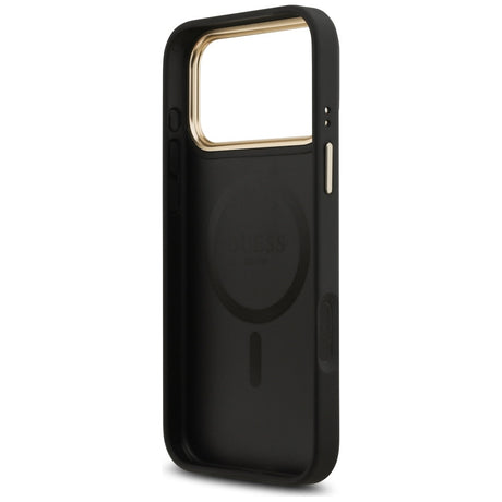 Husa de protectie Guess Peony Hot Stamp compatibil cu iPhone 17 Pro Max, Negru
