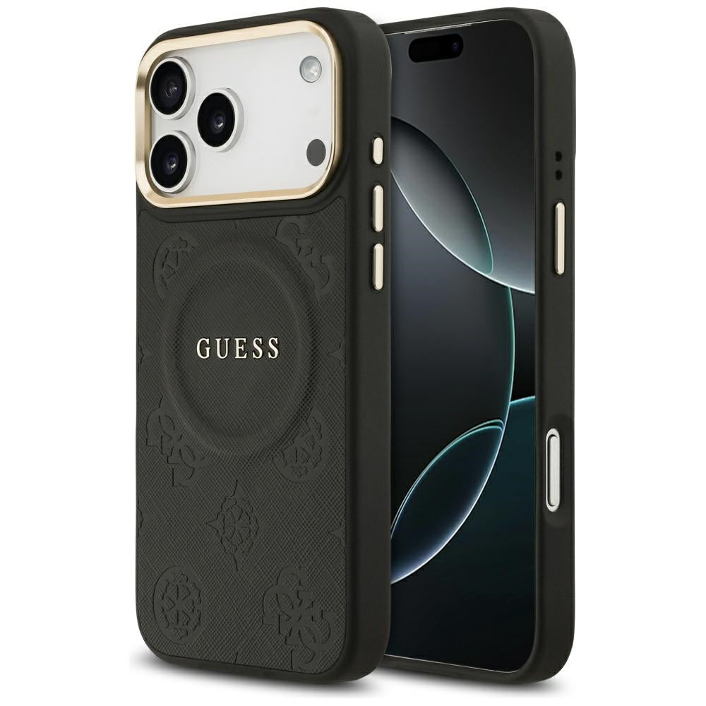 Husa de protectie Guess Peony Hot Stamp compatibil cu iPhone 17 Pro Max, Negru