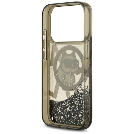 Husa de protectie Karl Lagerfeld Liquid Glitter Choupette Logo MagSafe (KLHMP17LLCHSCTDK) compatibil cu iPhone 17 Pro, Negru