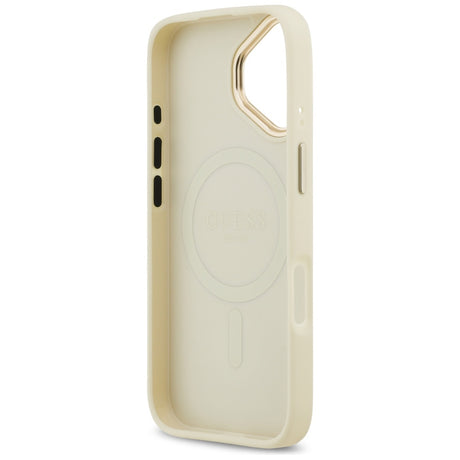 Husa de protectie Guess Grained Strass Logo MagSafe (GUHMP17SPGCRMDEE) compatibil cu iPhone 17, Bej