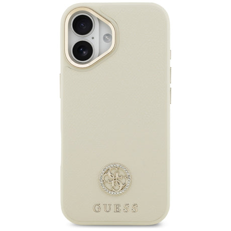 Husa de protectie Guess Grained Strass Logo MagSafe (GUHMP17SPGCRMDEE) compatibil cu iPhone 17, Bej