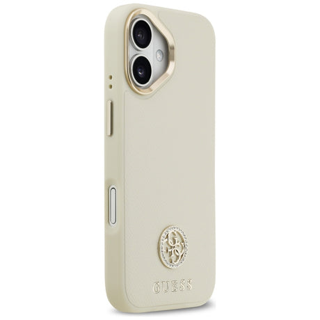 Husa de protectie Guess Grained Strass Logo MagSafe (GUHMP17SPGCRMDEE) compatibil cu iPhone 17, Bej