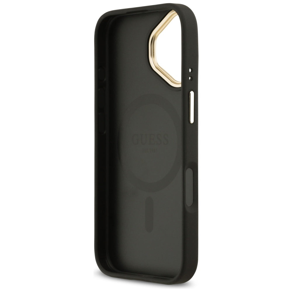 Husa de protectie Guess Grained Strass Logo MagSafe (GUHMP17SPGCRMDEK) compatibil cu iPhone 17, Negru
