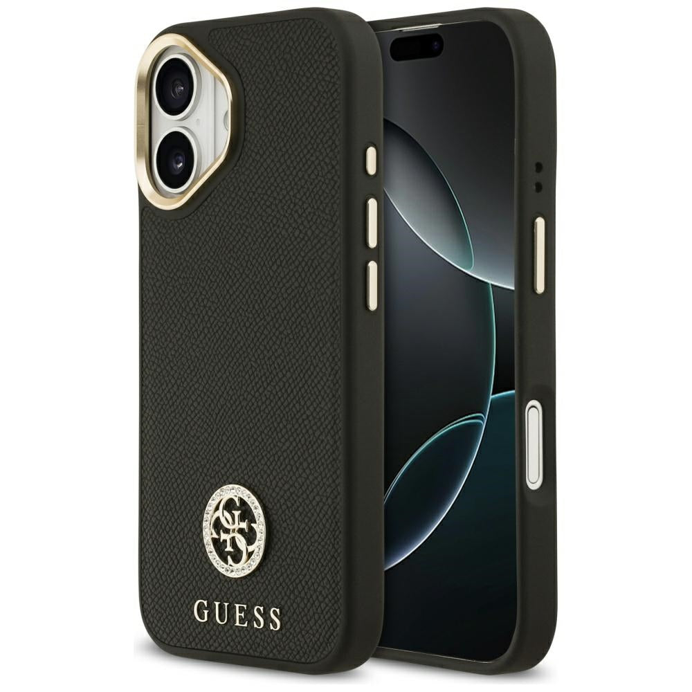 Husa de protectie Guess Grained Strass Logo MagSafe (GUHMP17SPGCRMDEK) compatibil cu iPhone 17, Negru