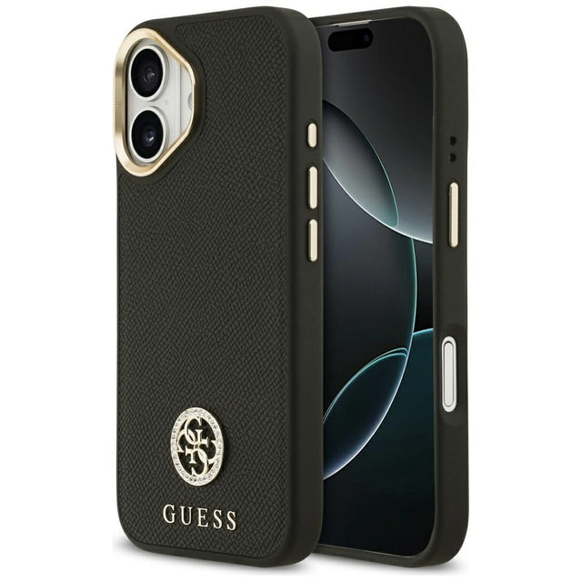 Husa de protectie Guess Grained Strass Logo MagSafe (GUHMP17SPGCRMDEK) compatibil cu iPhone 17, Negru