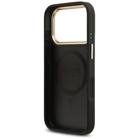 Husa de protectie Guess Grained Strass Logo MagSafe (GUHMP17LPGCRMDEK) compatibil cu iPhone 17 Pro, Negru