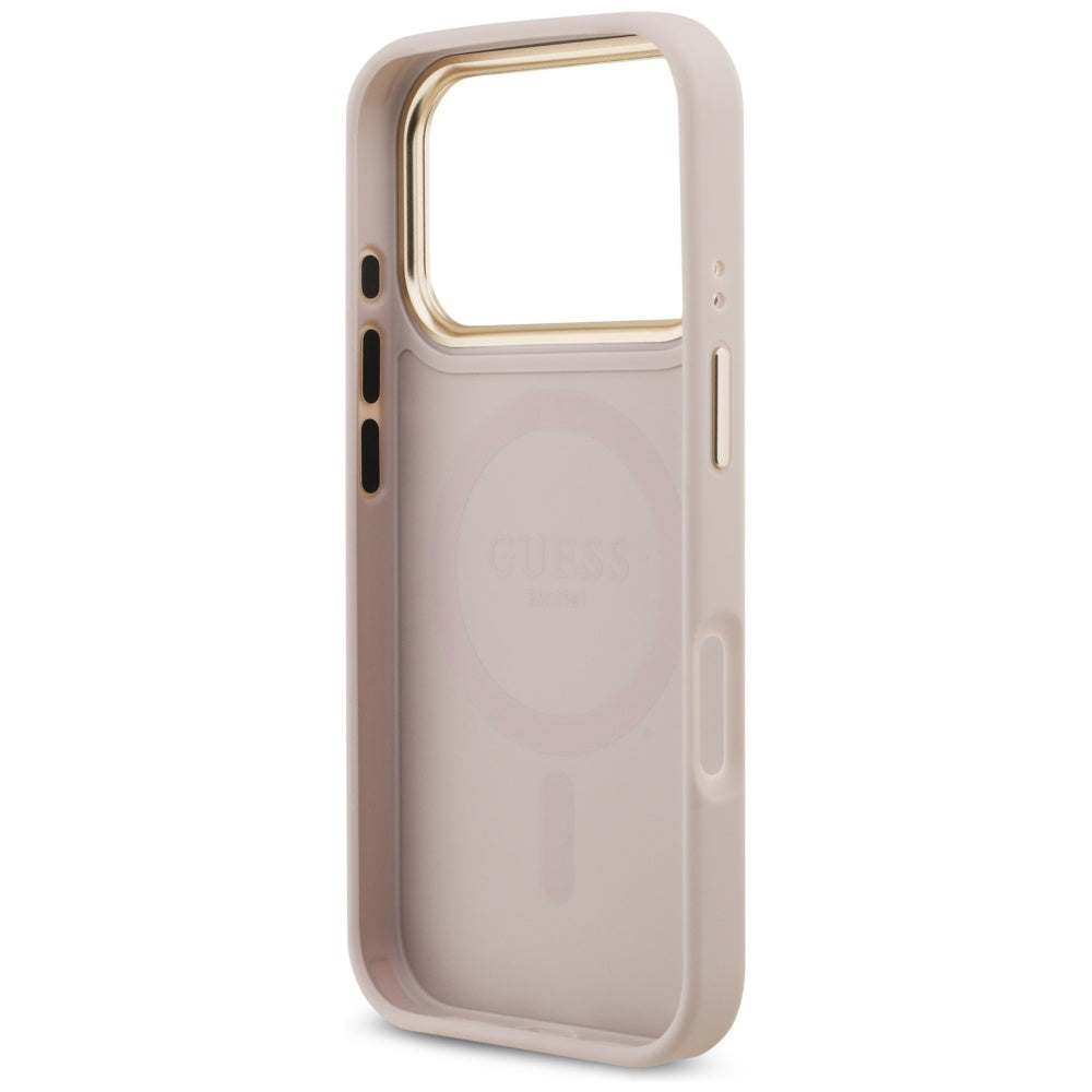 Husa de protectie Guess Hardcase 4G Strass Logo MagSafe (GUHMP17LP4GRMDEP) compatibil cu iPhone 17 Pro, Roz
