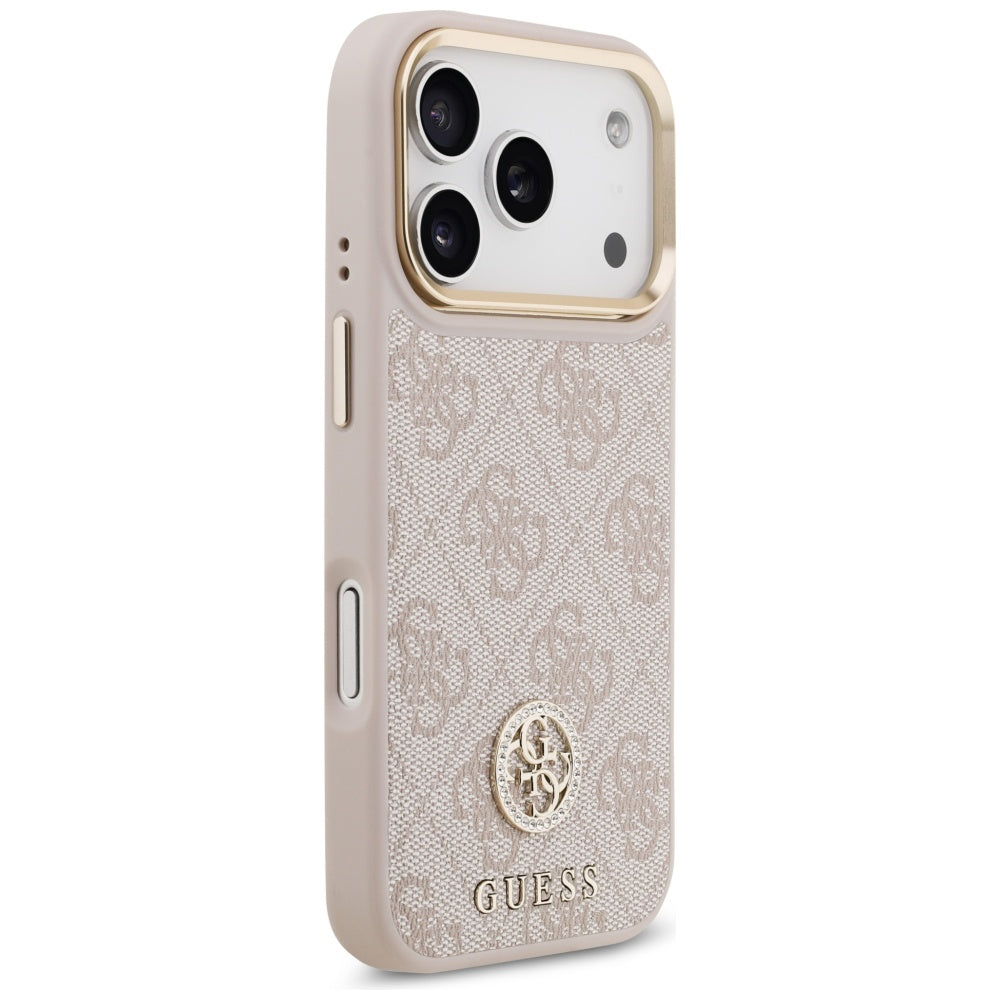 Husa de protectie Guess Hardcase 4G Strass Logo MagSafe (GUHMP17LP4GRMDEP) compatibil cu iPhone 17 Pro, Roz
