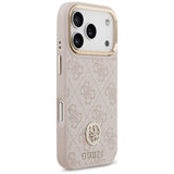 Husa de protectie Guess Hardcase 4G Strass Logo MagSafe (GUHMP17LP4GRMDEP) compatibil cu iPhone 17 Pro, Roz