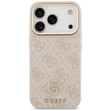 Husa de protectie Guess Hardcase 4G Strass Logo MagSafe (GUHMP17LP4GRMDEP) compatibil cu iPhone 17 Pro, Roz