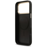 Husa de protectie Guess Grained Strass Logo MagSafe (GUHMP17XPGCRMDEK) compatibil cu iPhone 17 Pro Max, Negru