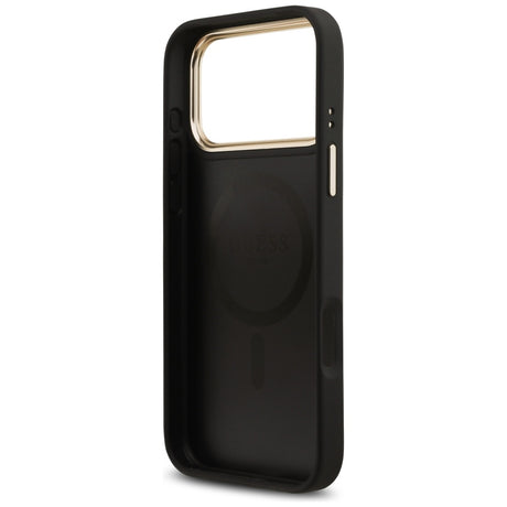 Husa de protectie Guess Grained Strass Logo MagSafe (GUHMP17XPGCRMDEK) compatibil cu iPhone 17 Pro Max, Negru