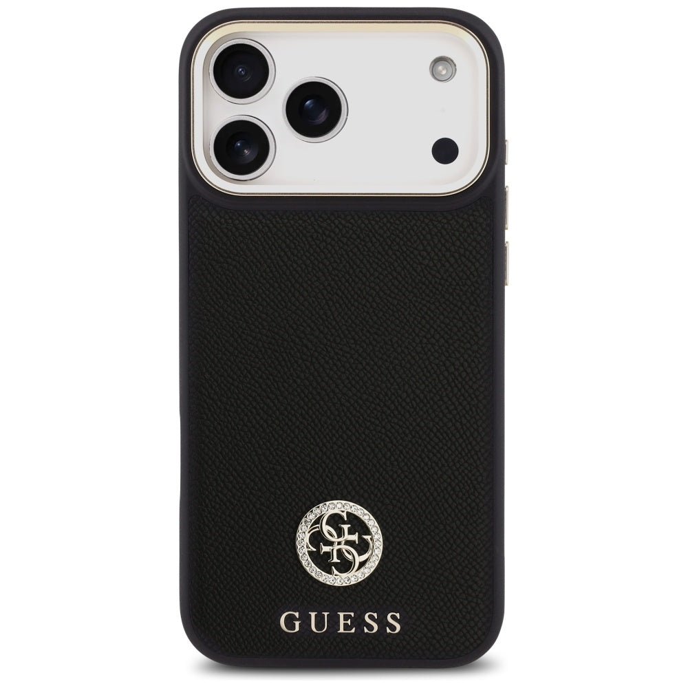 Husa de protectie Guess Grained Strass Logo MagSafe (GUHMP17XPGCRMDEK) compatibil cu iPhone 17 Pro Max, Negru