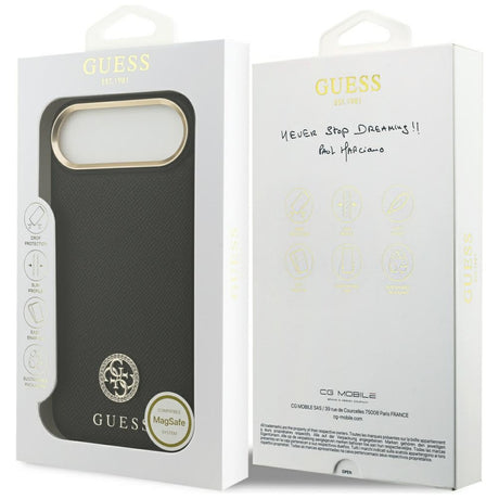 Husa de protectie Guess Grained Strass Logo MagSafe (GUHMP17MPGCRMDEK) compatibil cu iPhone 17 Air, Negru