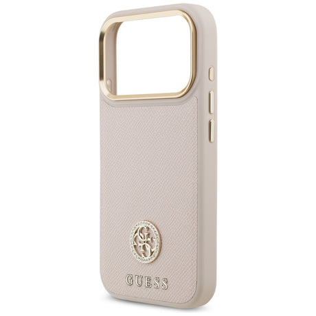 Husa de protectie Guess Grained Strass Logo MagSafe (GUHMP17LPGCRMDEP) compatibil cu iPhone 17 Pro, Roz