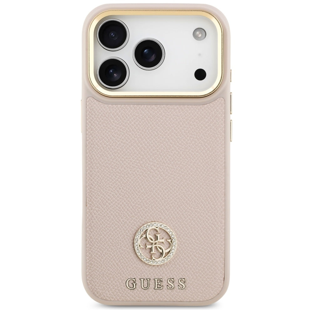 Husa de protectie Guess Grained Strass Logo MagSafe (GUHMP17LPGCRMDEP) compatibil cu iPhone 17 Pro, Roz