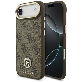 Husa de protectie Guess 4G Strass Logo MagSafe (GUHMP17MP4GRMDEW) compatibil cu iPhone 17 Air, Maro
