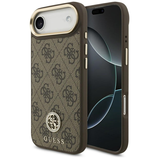 Husa de protectie Guess 4G Strass Logo MagSafe (GUHMP17MP4GRMDEW) compatibil cu iPhone 17 Air, Maro