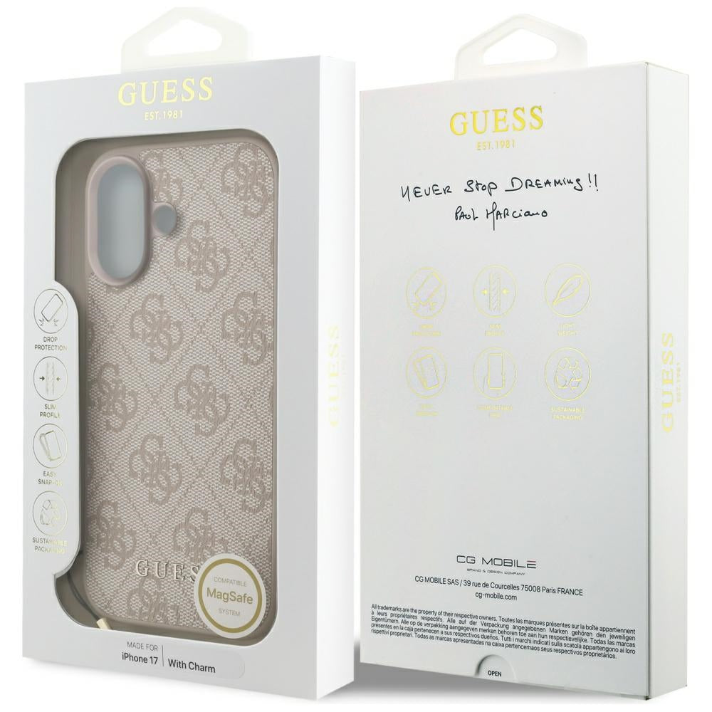 Husa de protectie Guess Hardcase 4G Charm Cradle MagSafe (GUHMP17SGF4GCP) compatibil cu iPhone 17, Roz