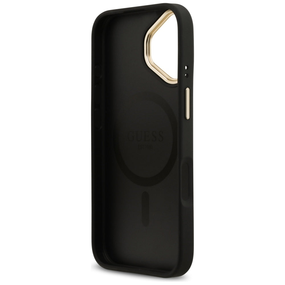 Husa de protectie Guess Hardcase 4G Stripe MagSafe (GUHMP17SPG4SEMCK) compatibil cu iPhone 17, Negru