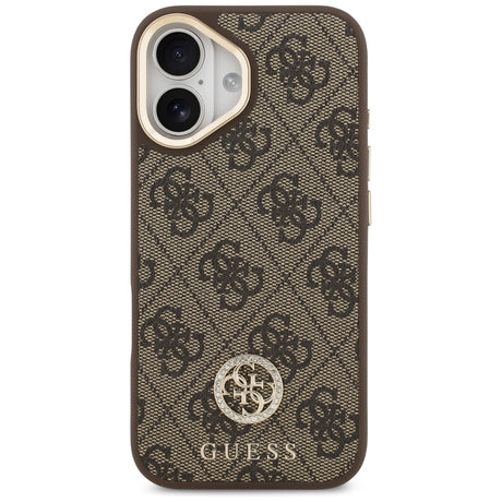 Husa de protectie Guess Hardcase 4G Strass Logo MagSafe (GUHMP17SP4GRMDEW) compatibil cu iPhone 17, Maro