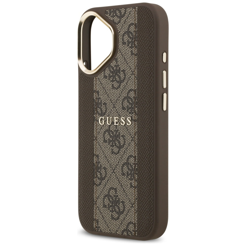 Husa de protectie Guess Hardcase 4G Stripe MagSafe (GUHMP17SPG4SEMCW) compatibil cu iPhone 17, Maro