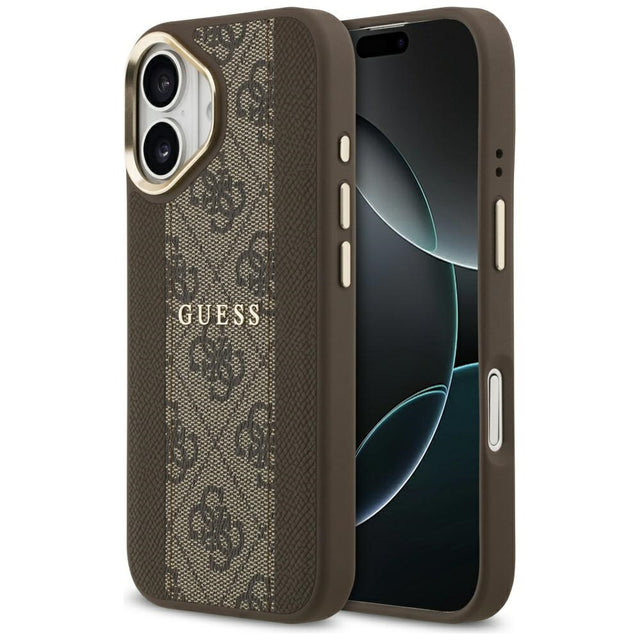 Husa de protectie Guess Hardcase 4G Stripe MagSafe (GUHMP17SPG4SEMCW) compatibil cu iPhone 17, Maro